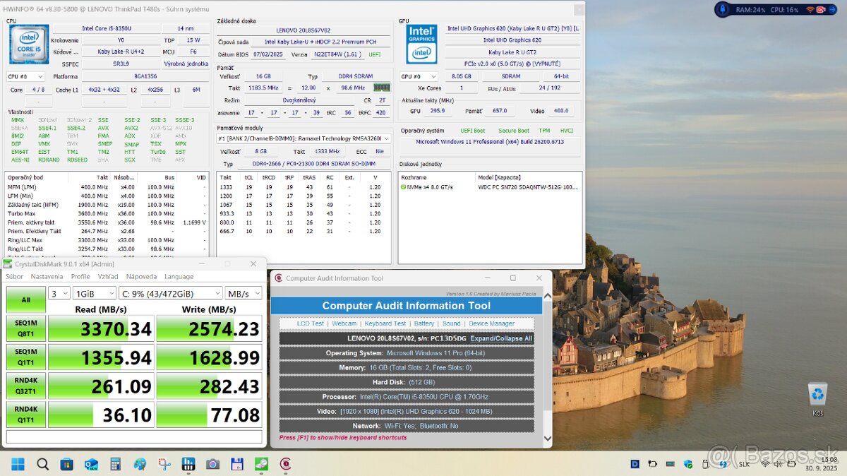 14" FHD Thinkpad Lenovo T480s i5-8350U,8GB 256GB SSD W11 - 6