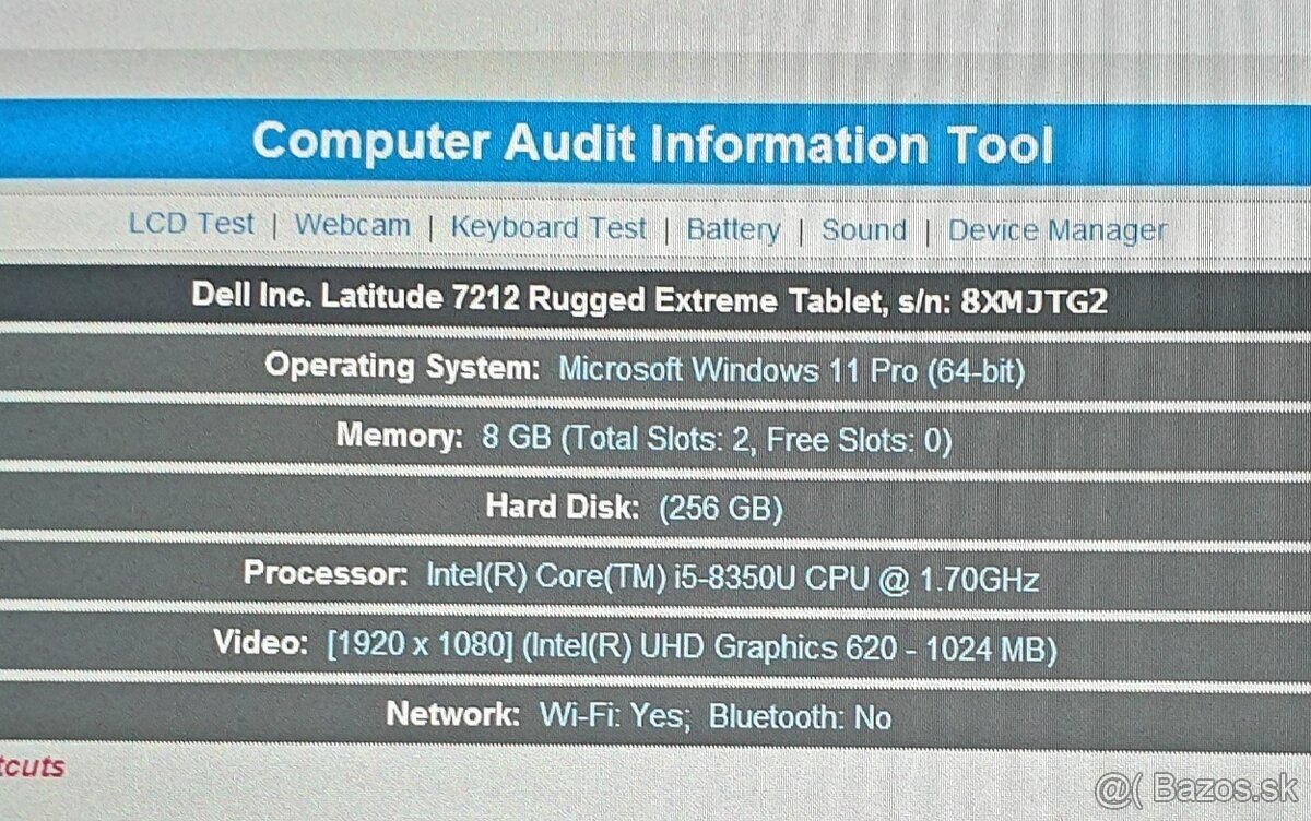 Dell Latitude 7212 Rugged Extreme Tablet i5 8GB RAM - 6