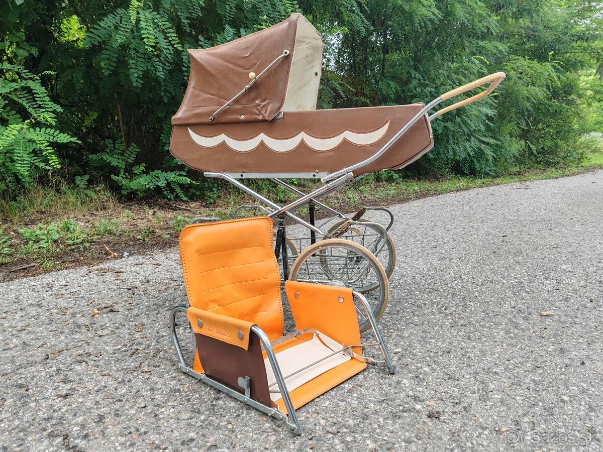 Retro detský kombinovaný kočík pre bábiky - 6