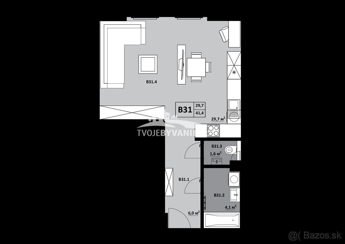 1 izbový apartmán KVP Grunt č. 31 - 6