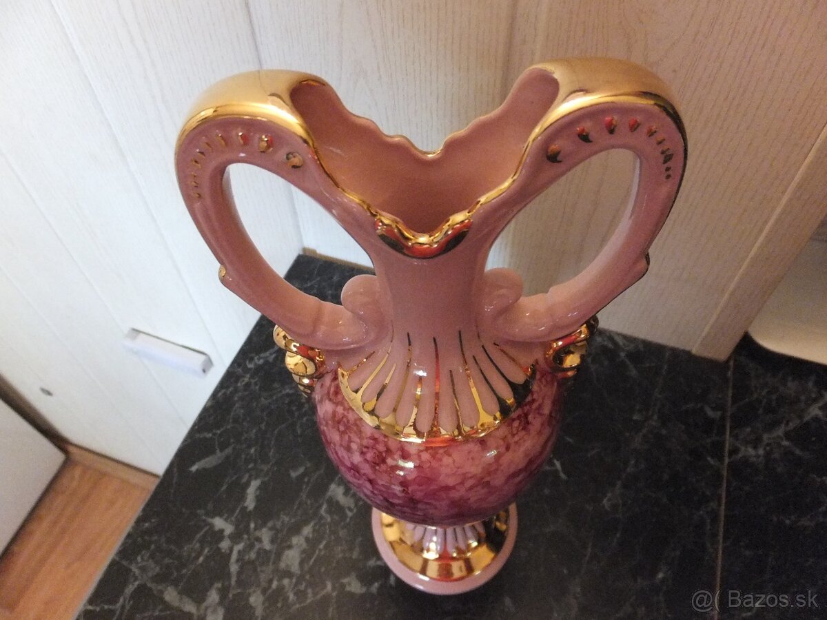 Růžový porcelán, velká krásná stará váza Victoria, výška 27 - 6