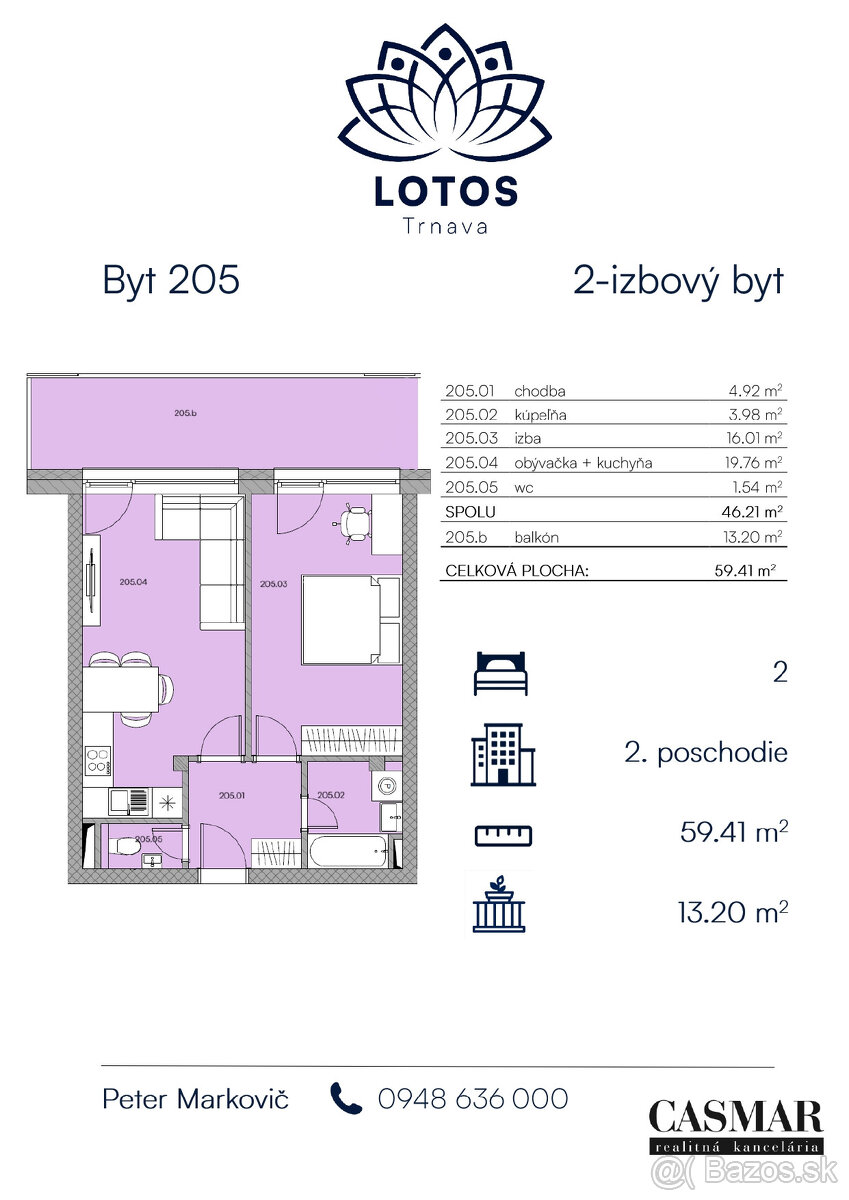 Moderné 2-izbové bývanie v projekte LOTOS Trnava - 6