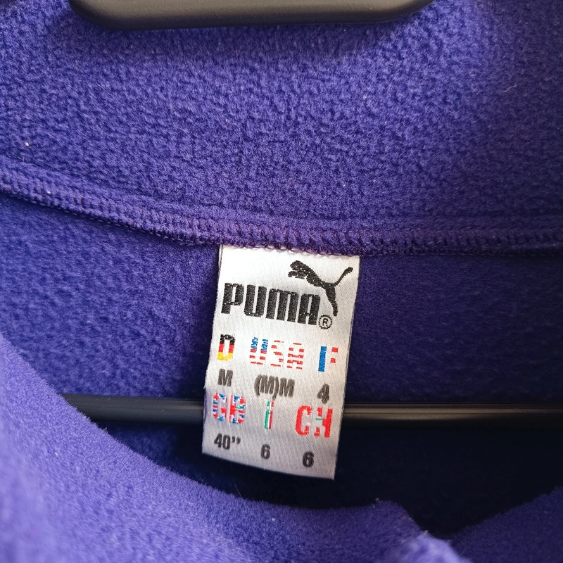 Vintage 80s Puma fialová fleece mikina flísová bunda M - 6