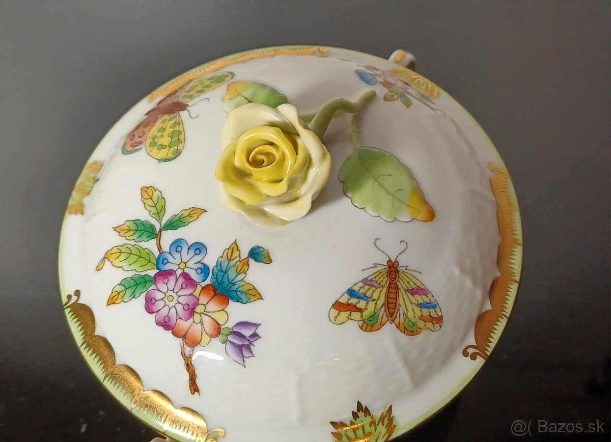 Nádherná porcelánová miska , dóza HEREND top stav. - 6