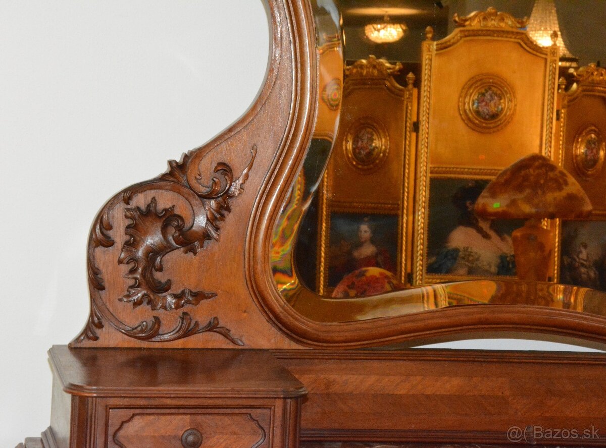 Starožitná řezbovaná toaletka s mramorem - 6