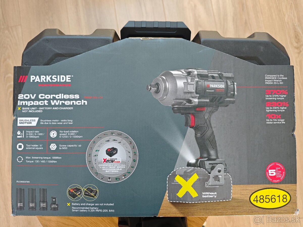 1900 Nm Parkside Rázová Uťahovačka BEZ BATÉRIE - 6