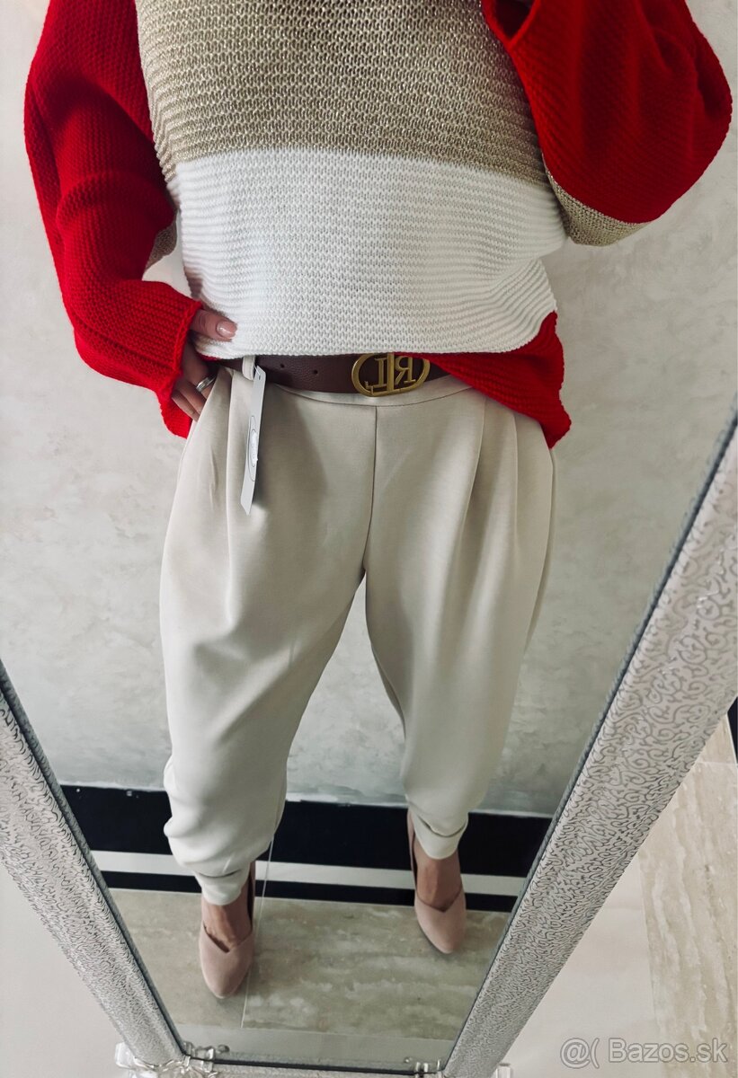 Damske mega nohavky sand - 6