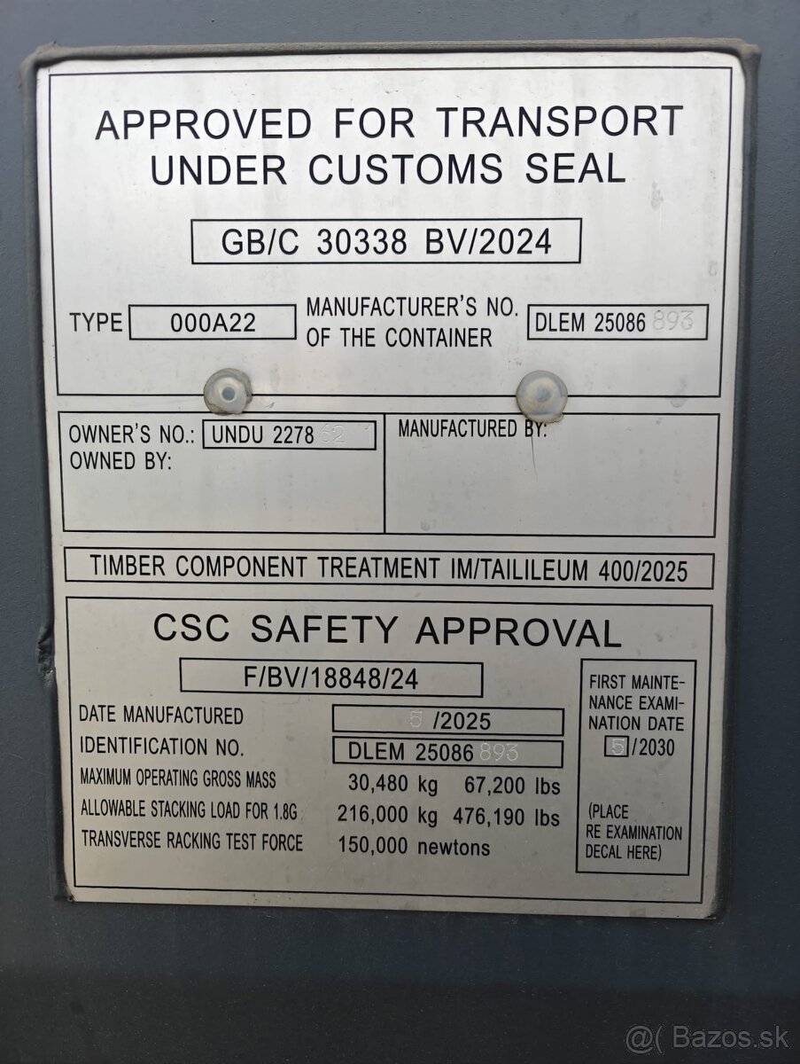 PREŠOV Lodný kontajner 20DC Side door one way RAL 7016 - 6