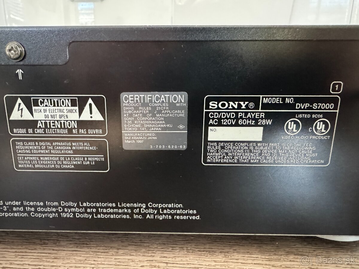 Predám CD, DVD prehrávač Sony DVP-S7000 - 6