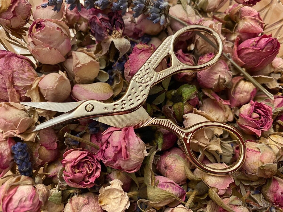 Vintage nožnice jemne zlaté - 6