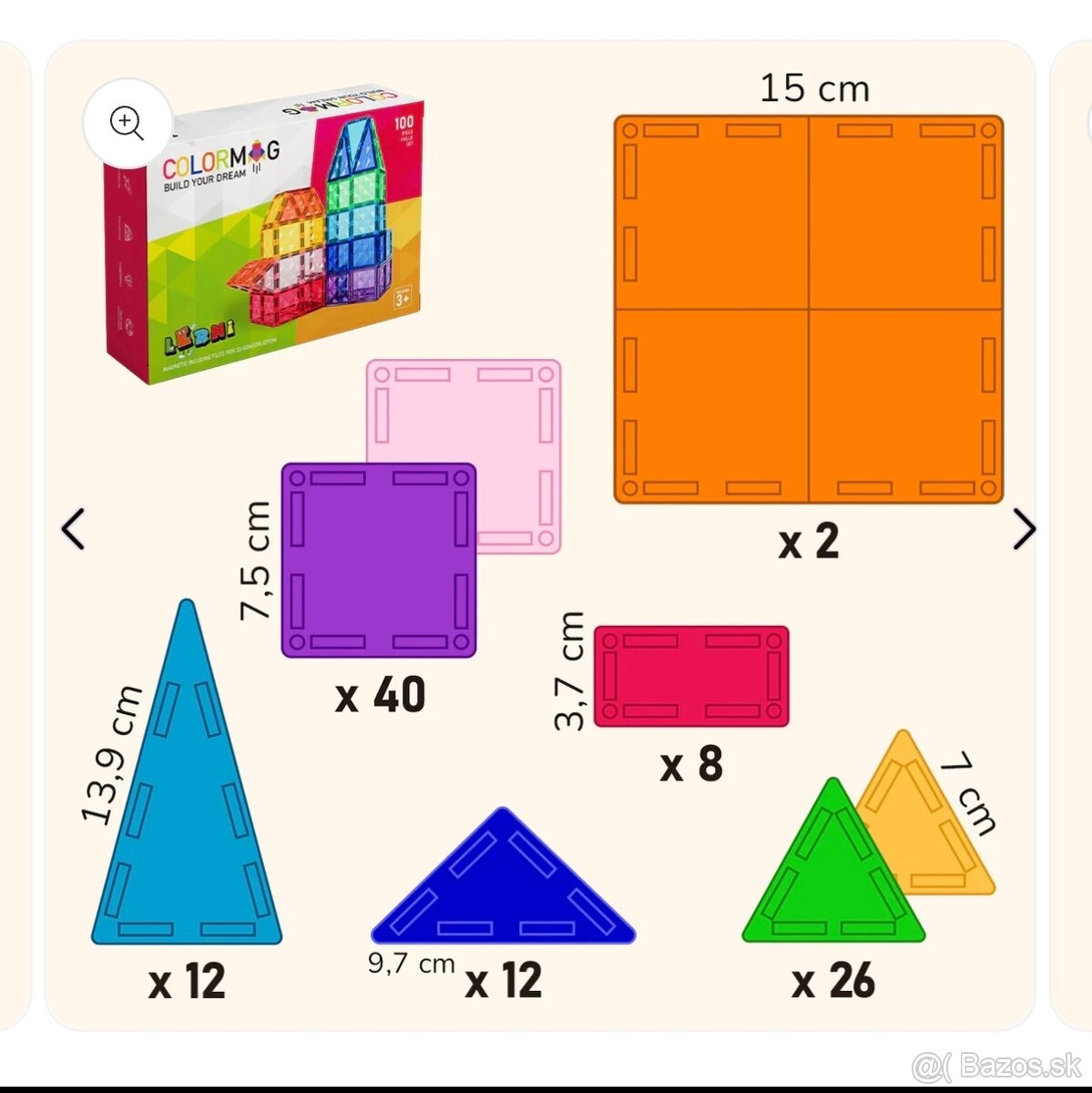 Magnetická stavebnica 100 kusov nová colormag packeta v cene - 6