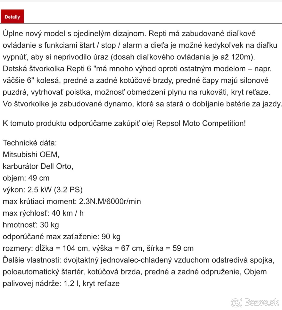 Detska benzínová štvorkolka - 6