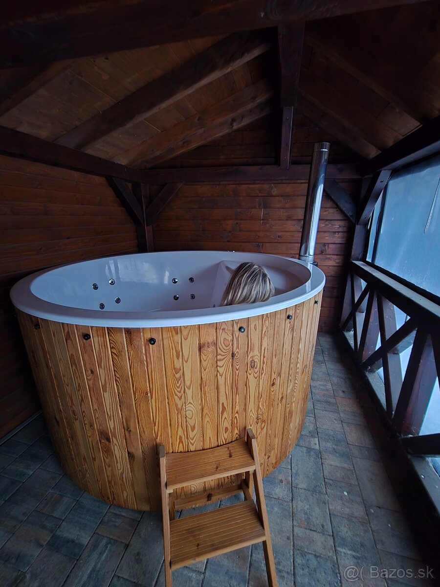 Drevená kúpacia kaďa / vírivka 220 cm na drevo - ZLAVA - 6