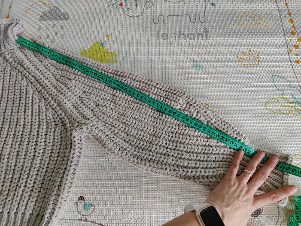 H&M oversized rolák svetlobéžový veľ. L - 6