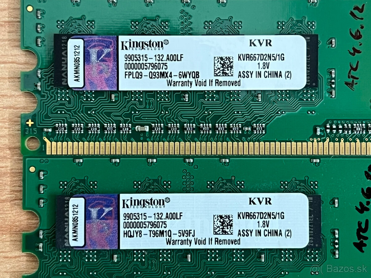 Predám pamäťové moduly DDR2 4GB 2GB 1GB 512MB - 6