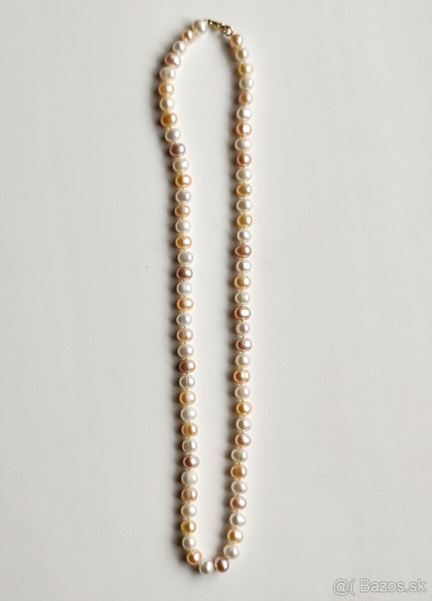 Náhrdelník riečne perly zlato 14k 585 perlový náhrdelník - 6