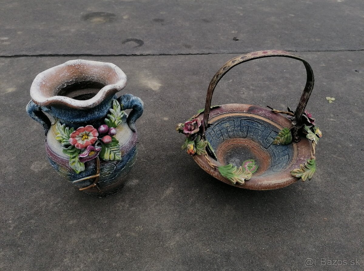 Predám keramická váza a košík - 6