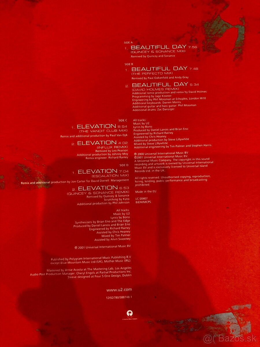 U2 – 2 x 12" vinyl - Beautiful Day & Elevation (Remixes) - 6