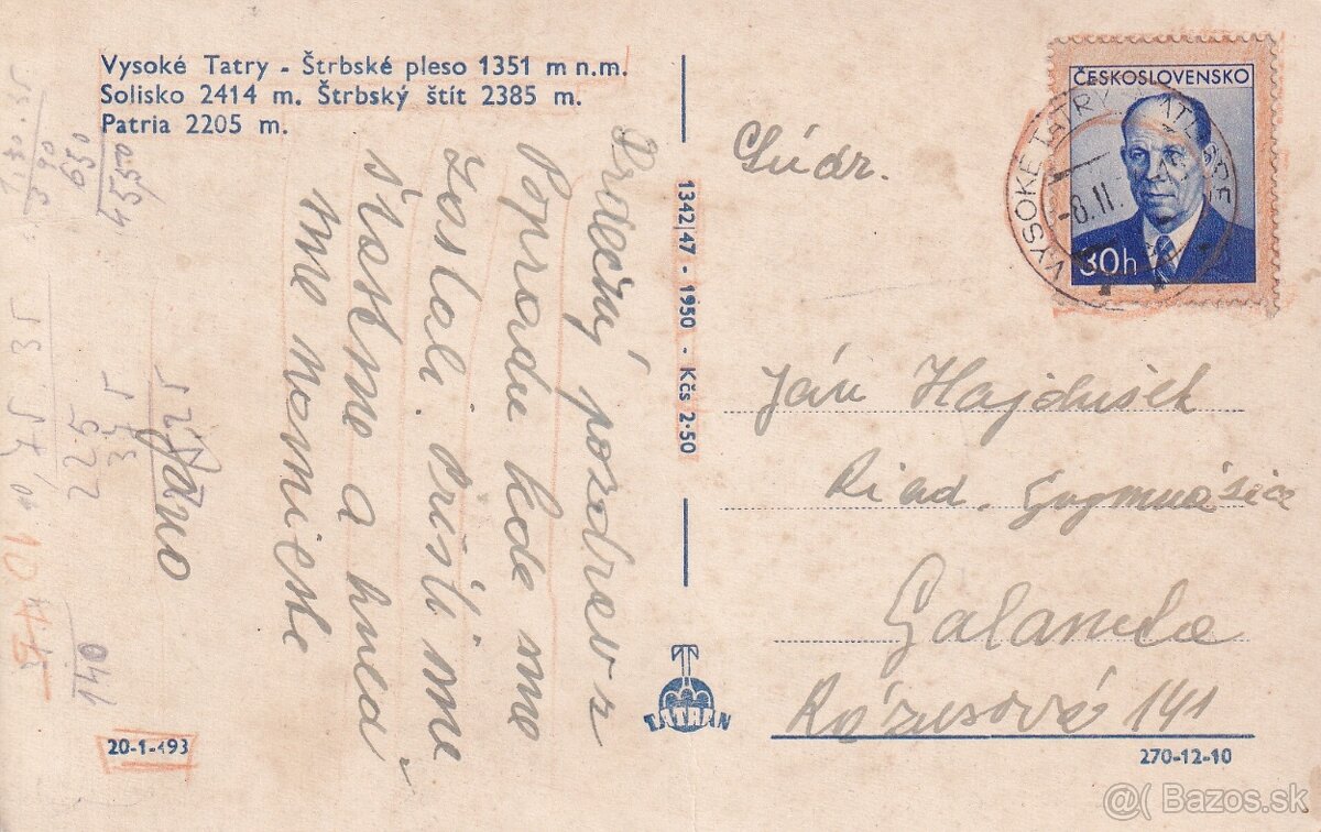 Staré pohľadnice Vysoké Tatry, Solisko, Štrbské Pleso - 6