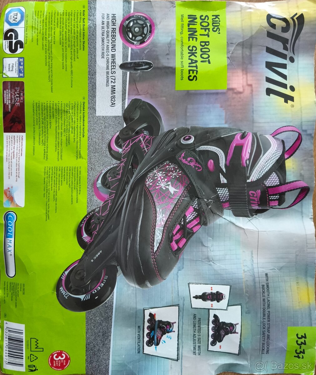 Detské kolieskové korčule veľkosť 33-37 - 6