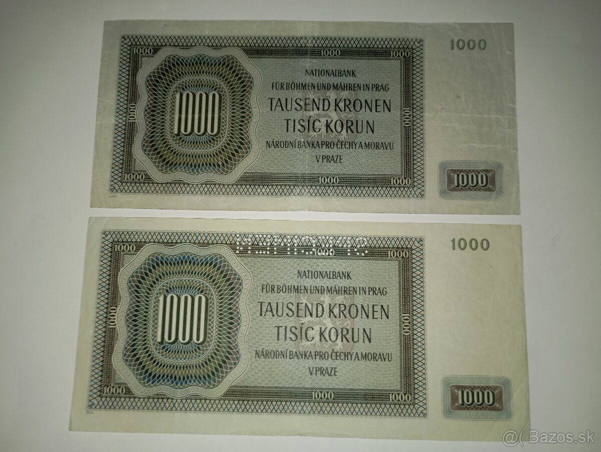 BANKOVKY 1000 K 1942, JEDNOPÍSMENNÉ SÉRIE - 6