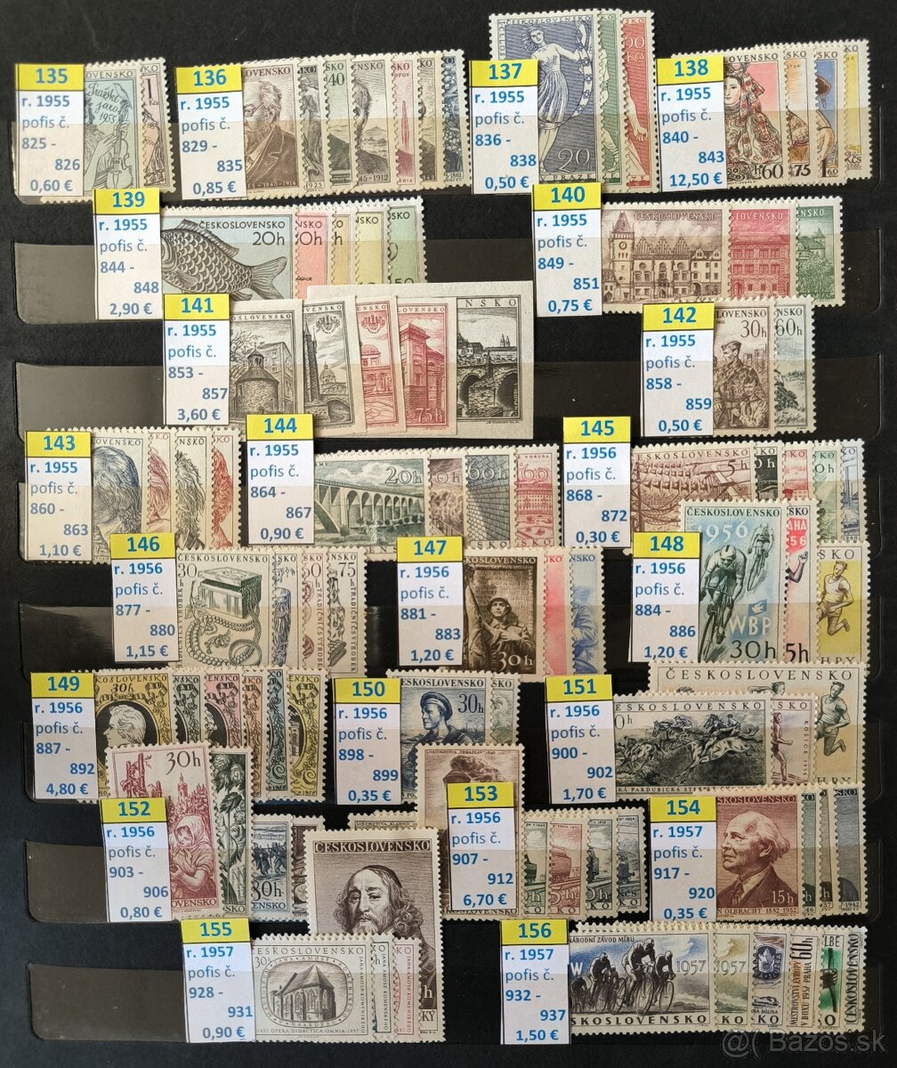 Poštové znánky Československo - série čisté / 1 - 6