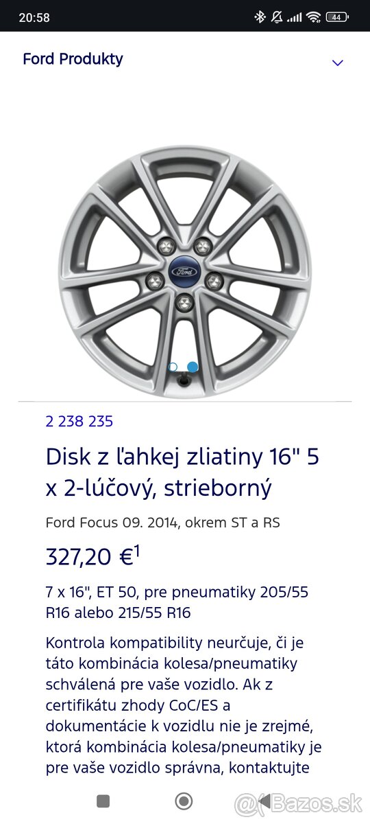 Predám 4 ks hliníkové disky Ford Focus mk3 - 6