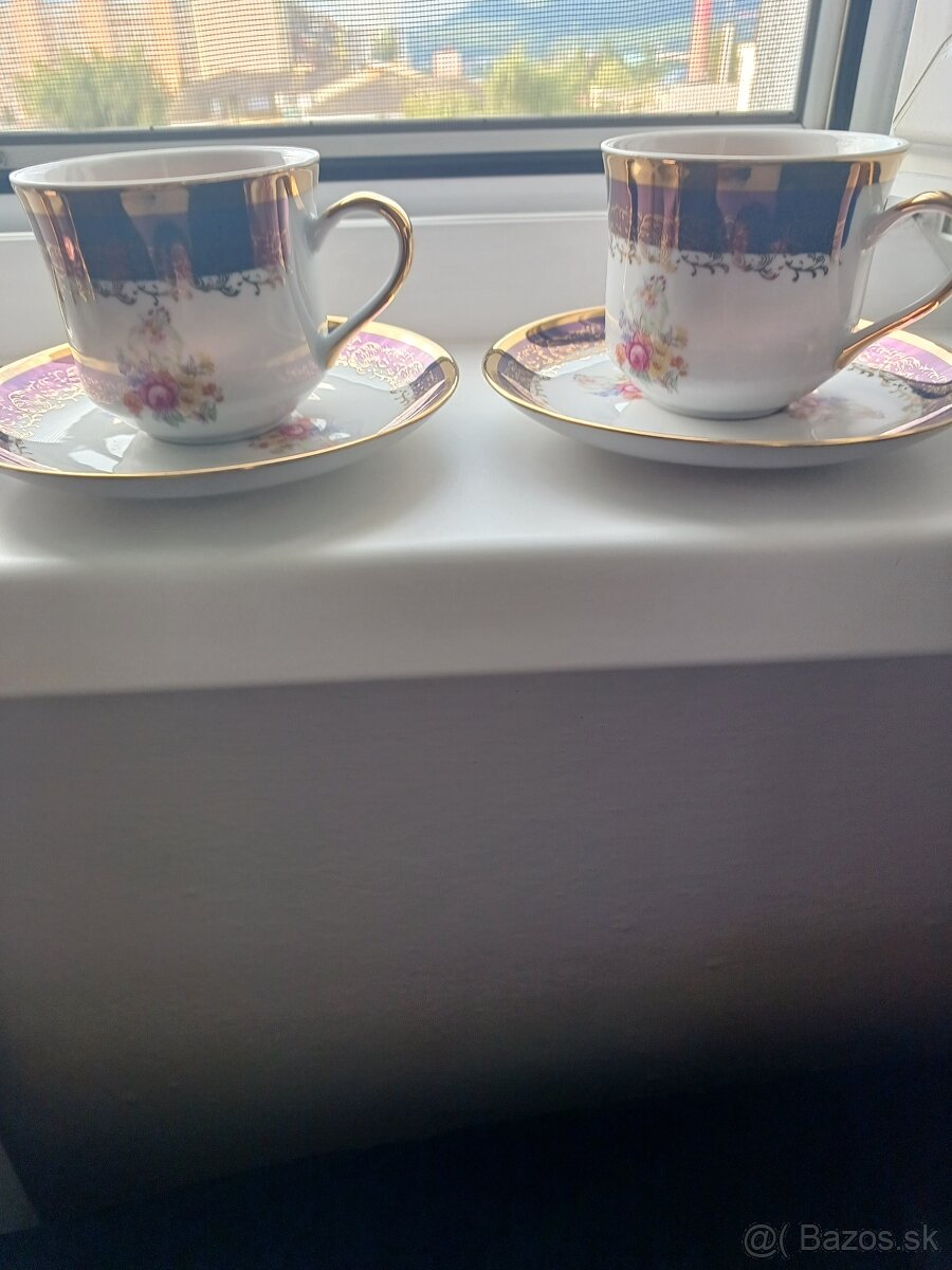 Porcelánová sada 6ks šálky a podšálky. - 6