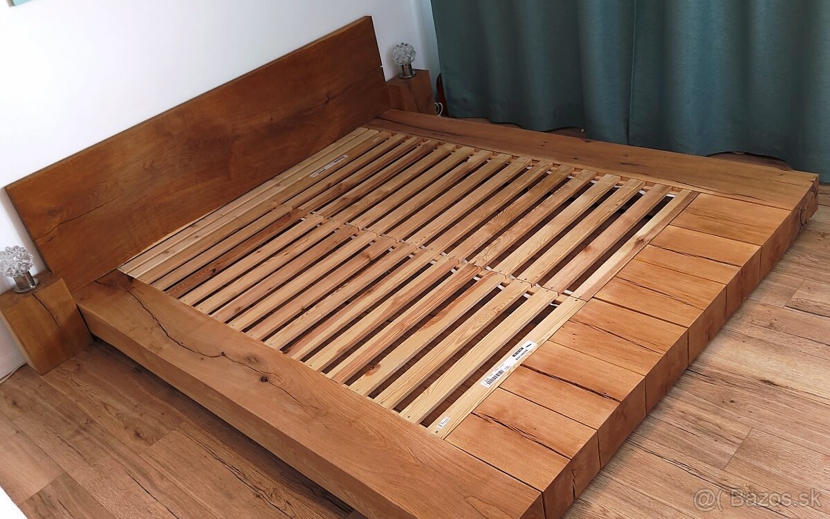 Manželská posteľ, masív dub - 6