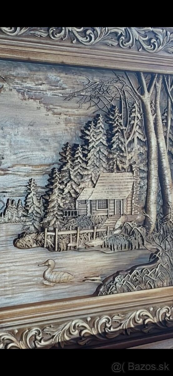 Drevený obraz Poľovnicke motivy 90×68cmhr.4 cm - 6