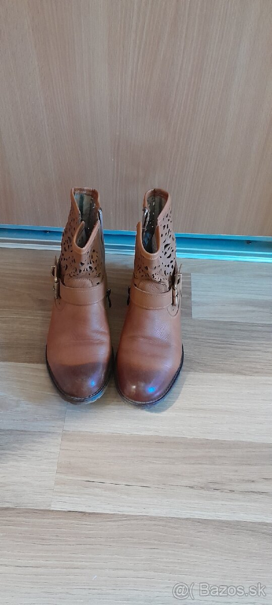 Kotnikové čižmy, kožené, veľ. 37 - 6
