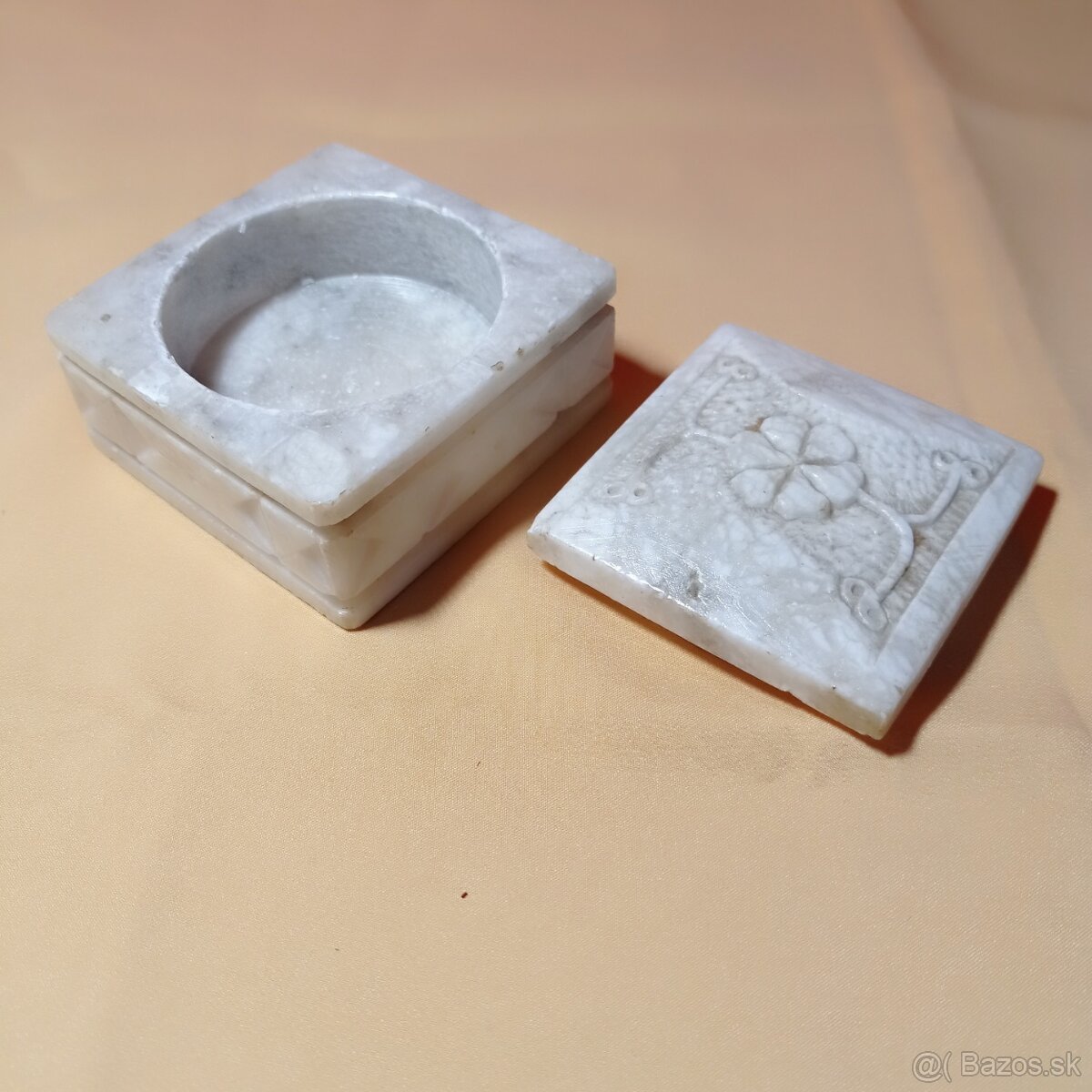 mramorová dózička, šperkovnica - starožitnosť - 6