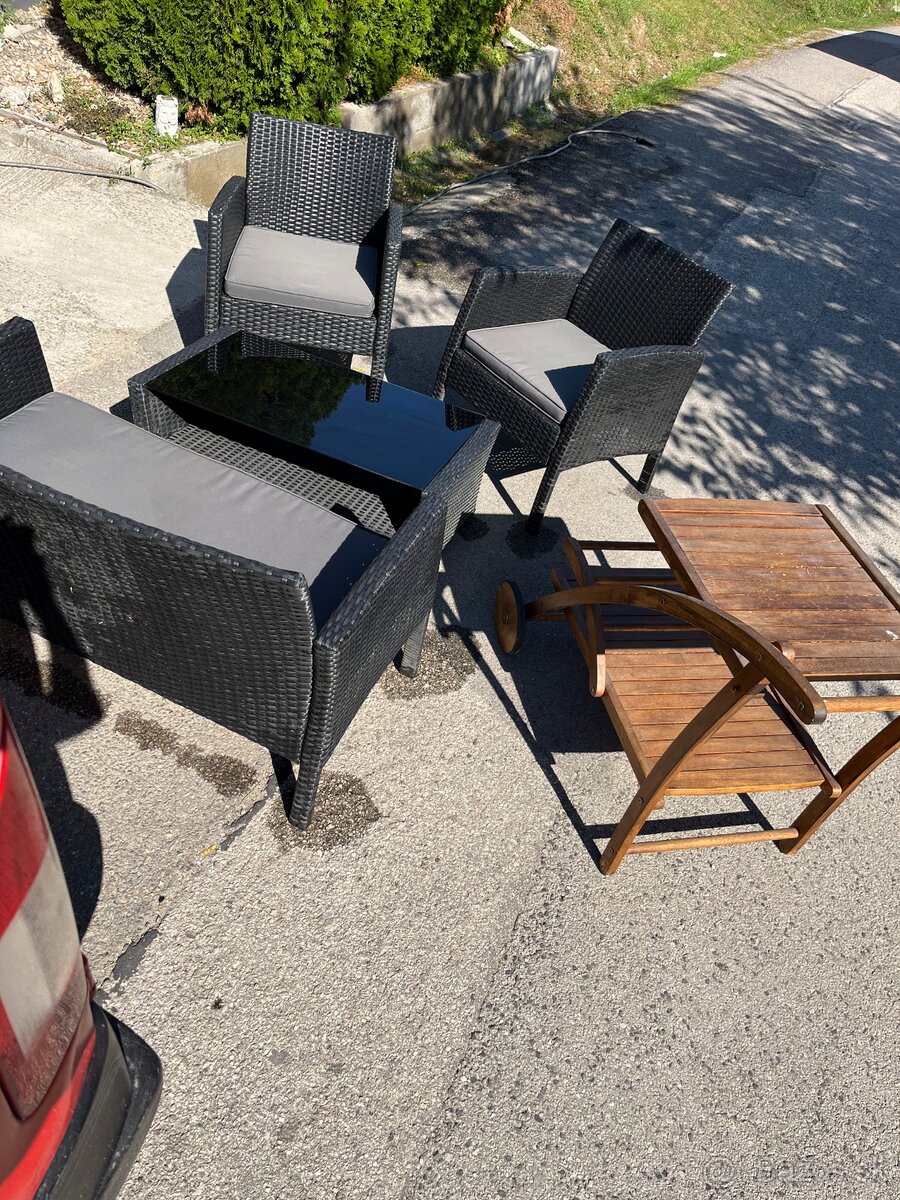 Ratanové sedenie plus servírovací stolík - 6