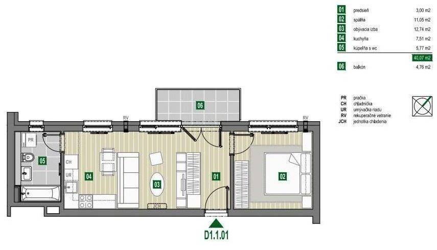 TOREA - ZELENÉ NIVY - 2i BYT S BALKÓNOM V BYT. DOME D - PEZI - 6
