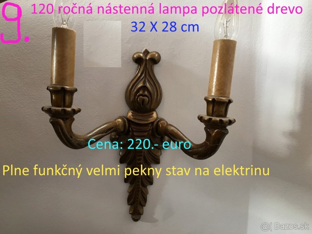 Lustre a lampy starožitné 100 - 150 ročné - 6