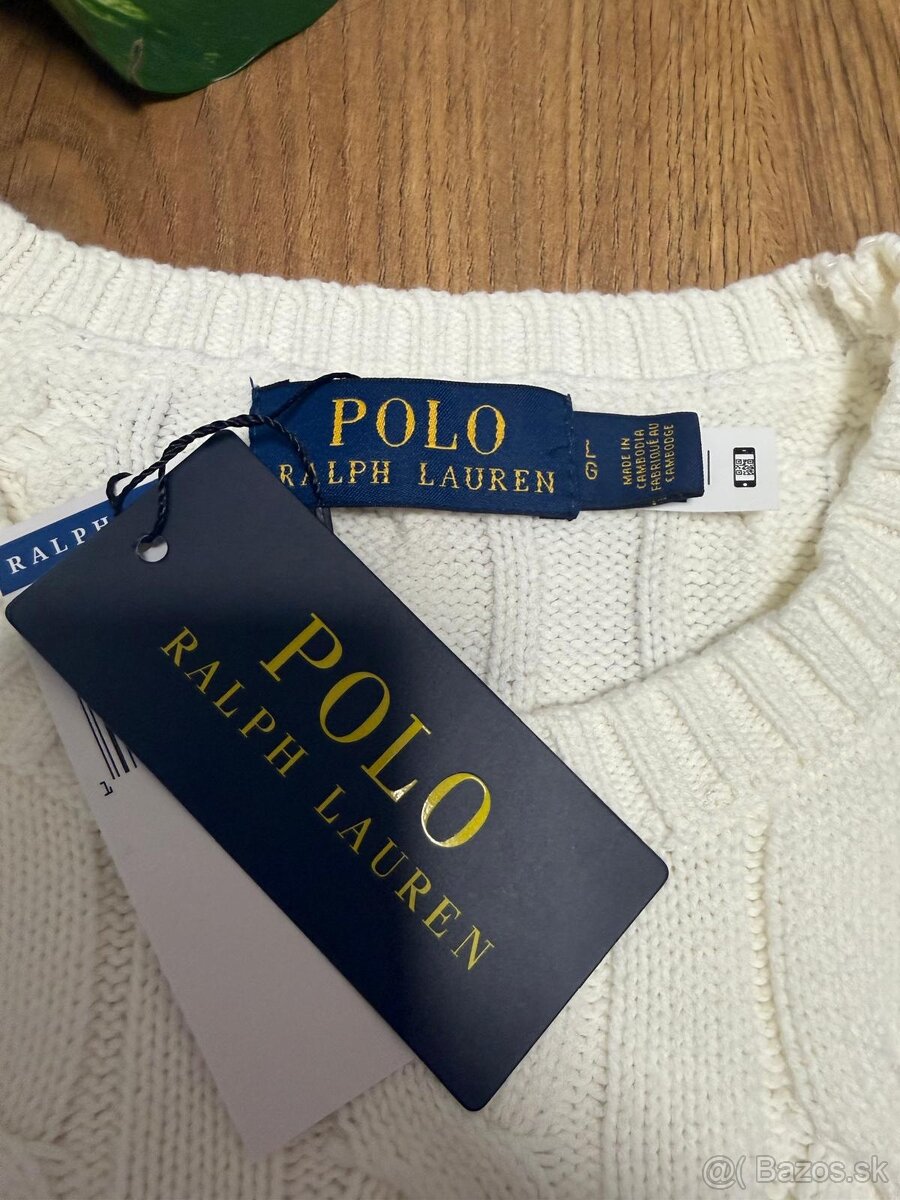Pollo Ralph Lauren Biely Pulovér - 6