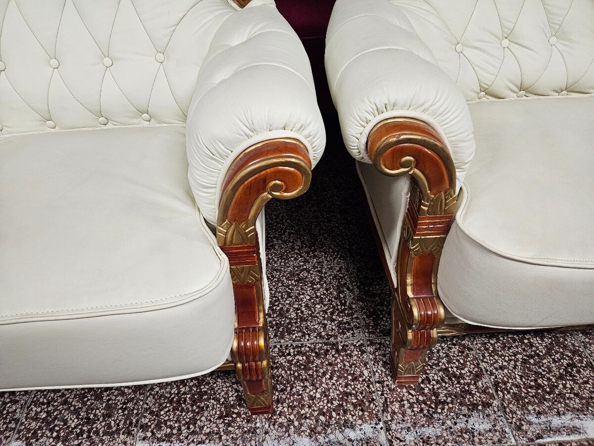 CHESTERFIELD ŠTÝL,HRUBOKOŽENÁ ,KOMB.S DREVOM - 6