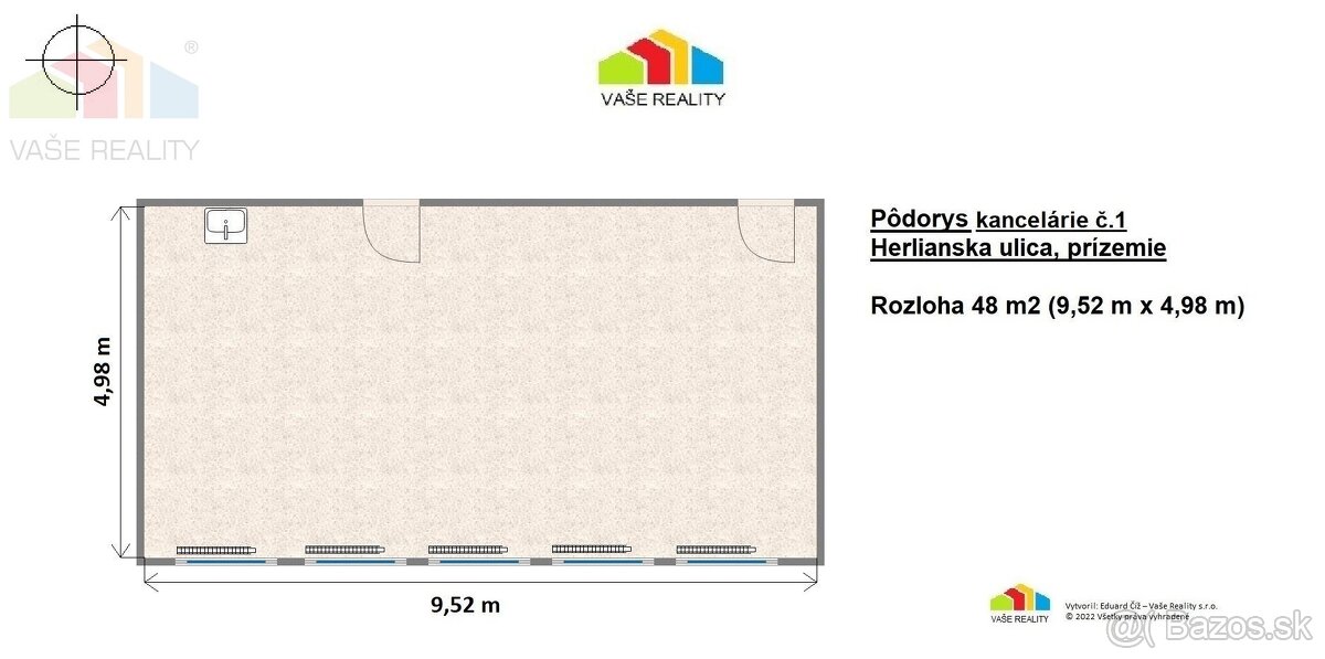 Na prenájom kancelársky priestor, 48 m², Herlianska ulica, R - 6