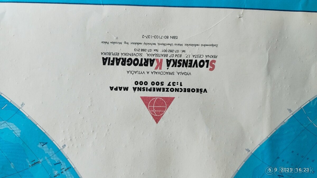 Retro mapa Zemské pologule – zberateľská rarita Predám veľ - 6