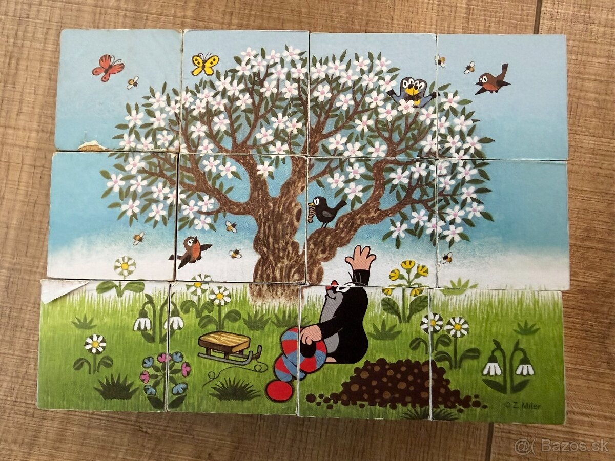 Drevené kocky Krtko (Dino) – 12 ks - 6