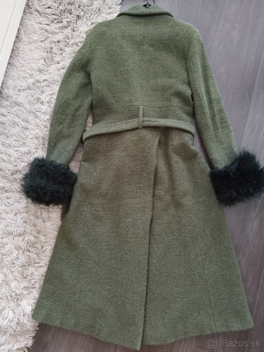 Dámsky dlhý vlnený kabát XL/42.Poštovné v cene - 6