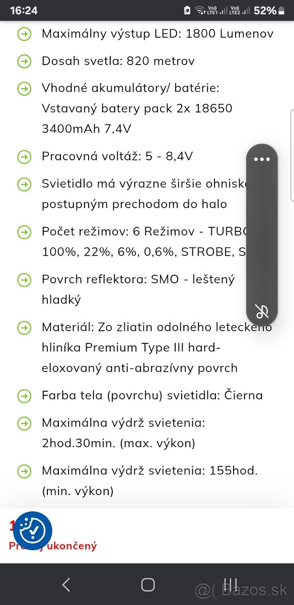 Výkonná baterka klarus xt 30r.1800lm. - 6