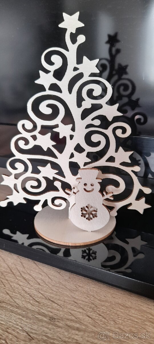 Vianočné drevené stromčeky, ozdoby - 6