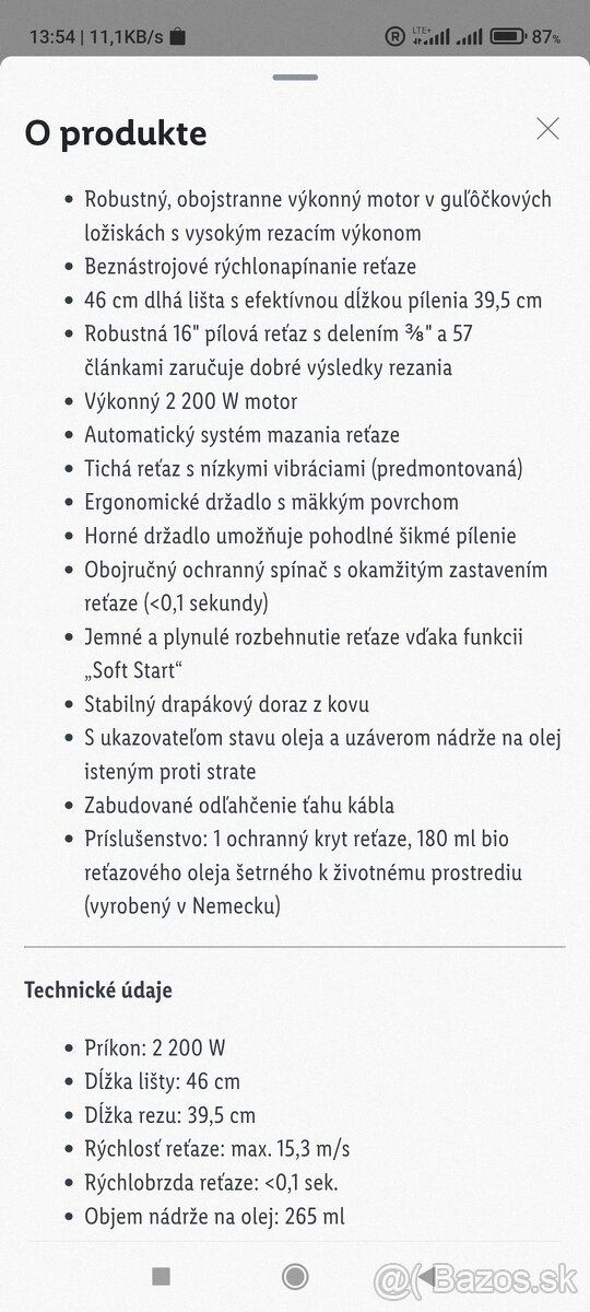 Elektrická reťazová píla parkside 16" - 6