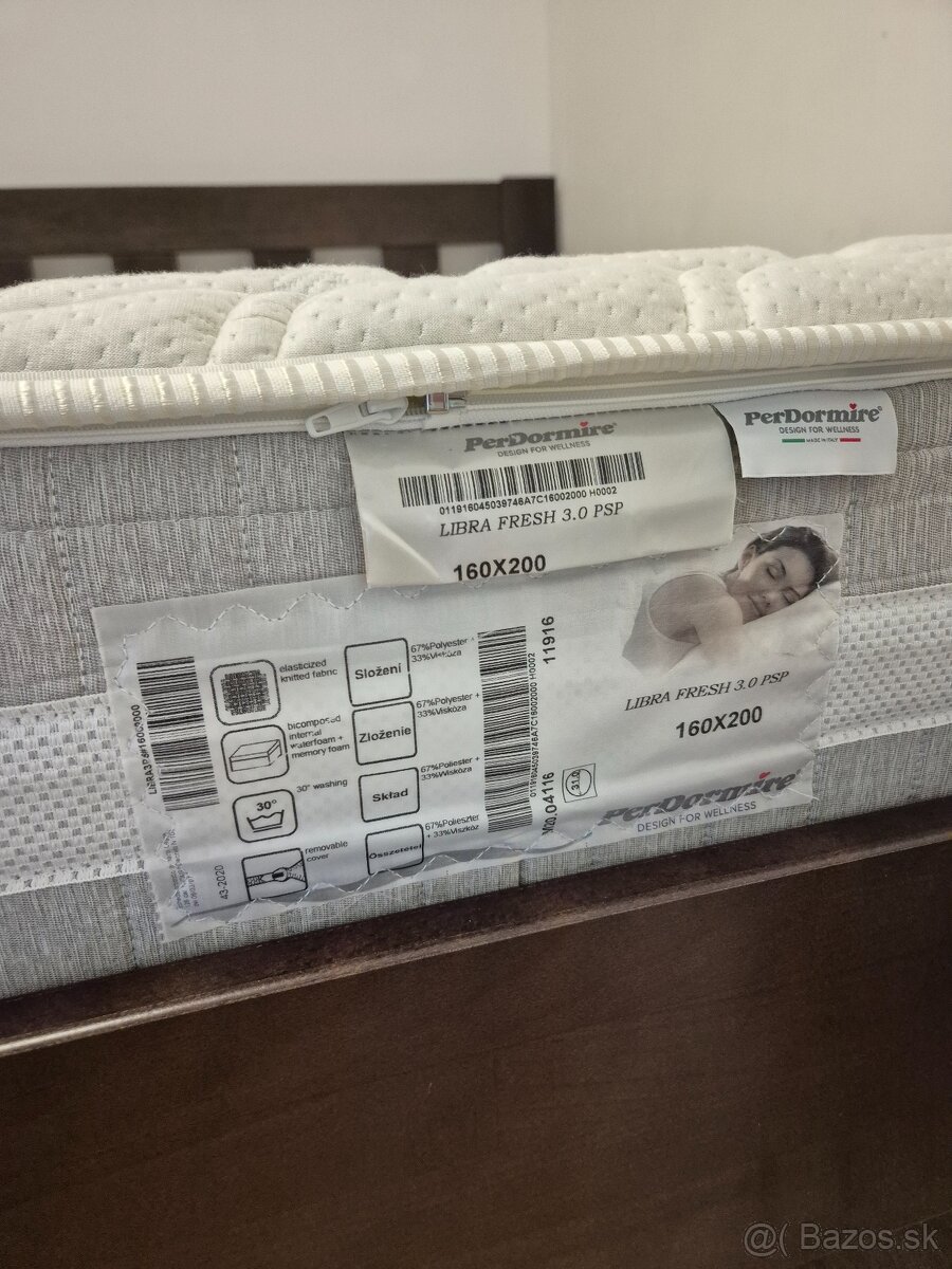 Predám posteľ s matracom 160x200, odkladací priestor,2x rošt - 6