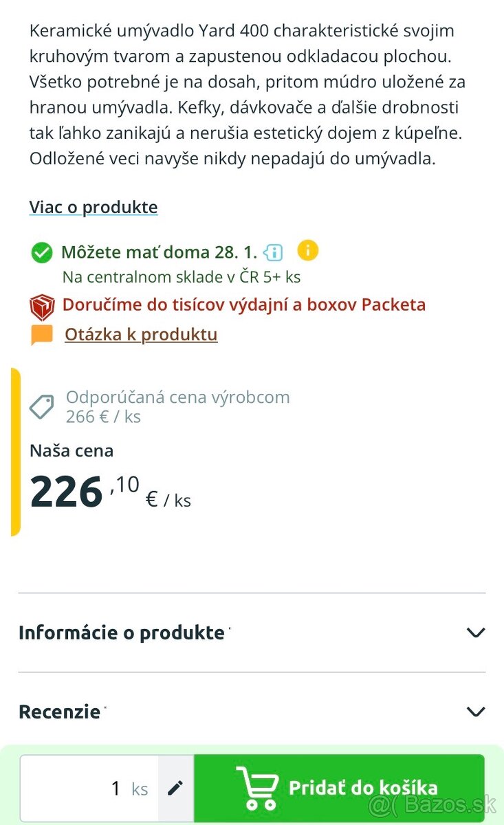 Predam umyvadlo Ravak yard - 6