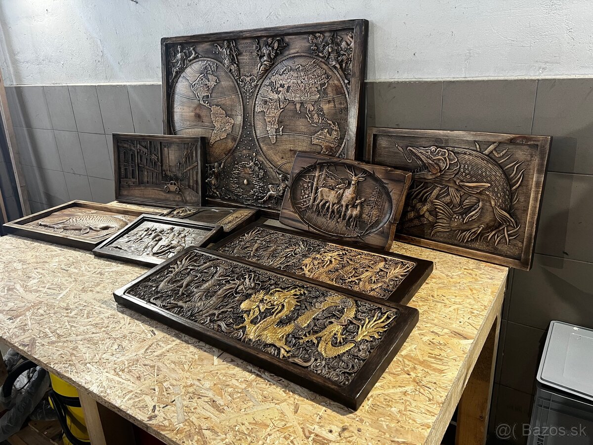 Drevený obraz – Zlatý drak - 6