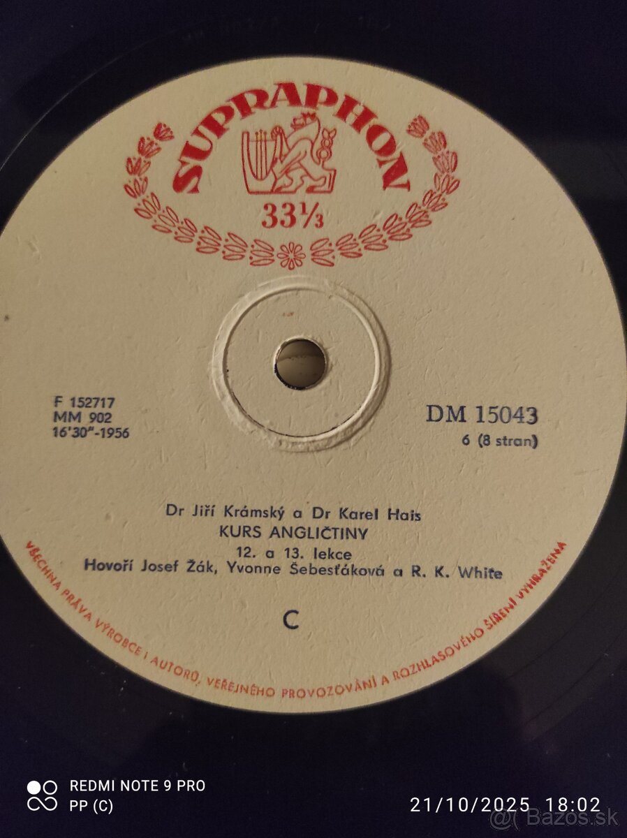 LP ROK 1956 RARITA SUPRAPHON ANGLICTINA - 6