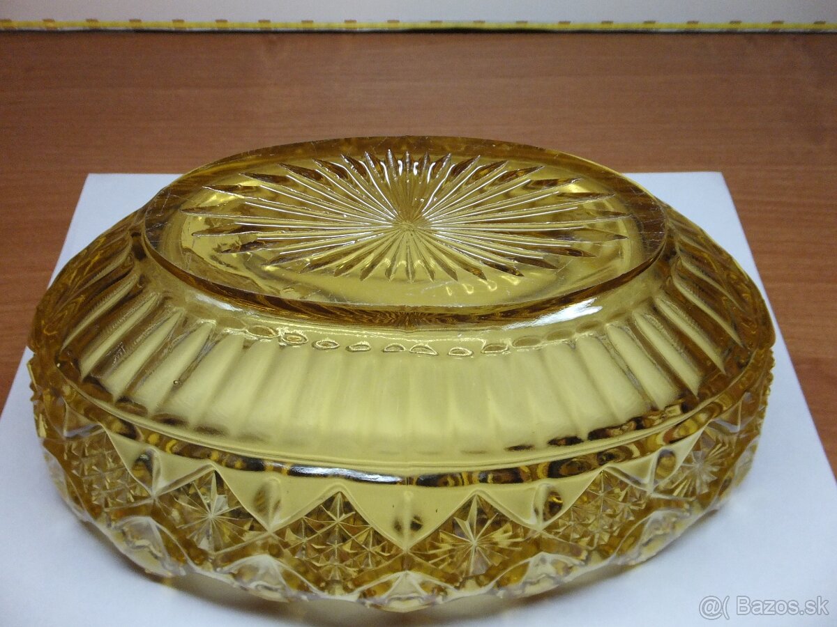 Art Deko, starožitná ambrová krásná oválná mísa. - 6