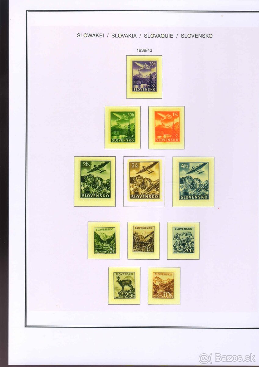 Poštové známky, filatelia: SŠ 1939-44, albumové listy - 6